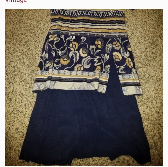 Vintage Aztec Design Double Layer Floral Dress - Picture 2 of 5